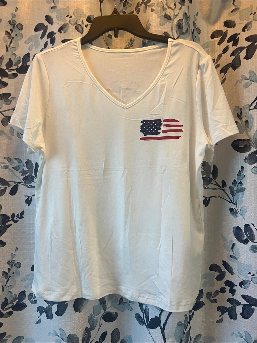 America The Beautiful Graphic Tee - White with Red & Navy Sz XL New! SHEIN